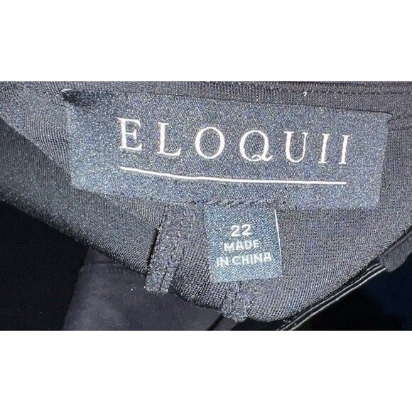 ELOQUII Suede Blend Top Blouse Womens PLUS Sz 22 Black Short Sleeve Vneck - Picture 7 of 8